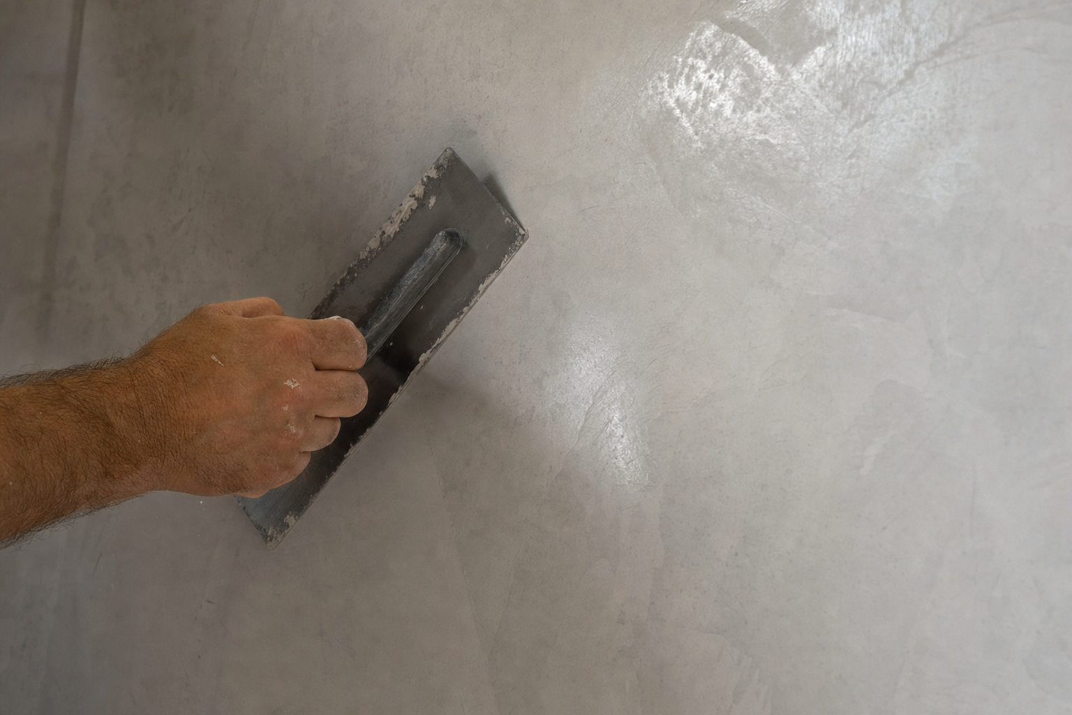 Troweling Venetian plaster onto a feature wall